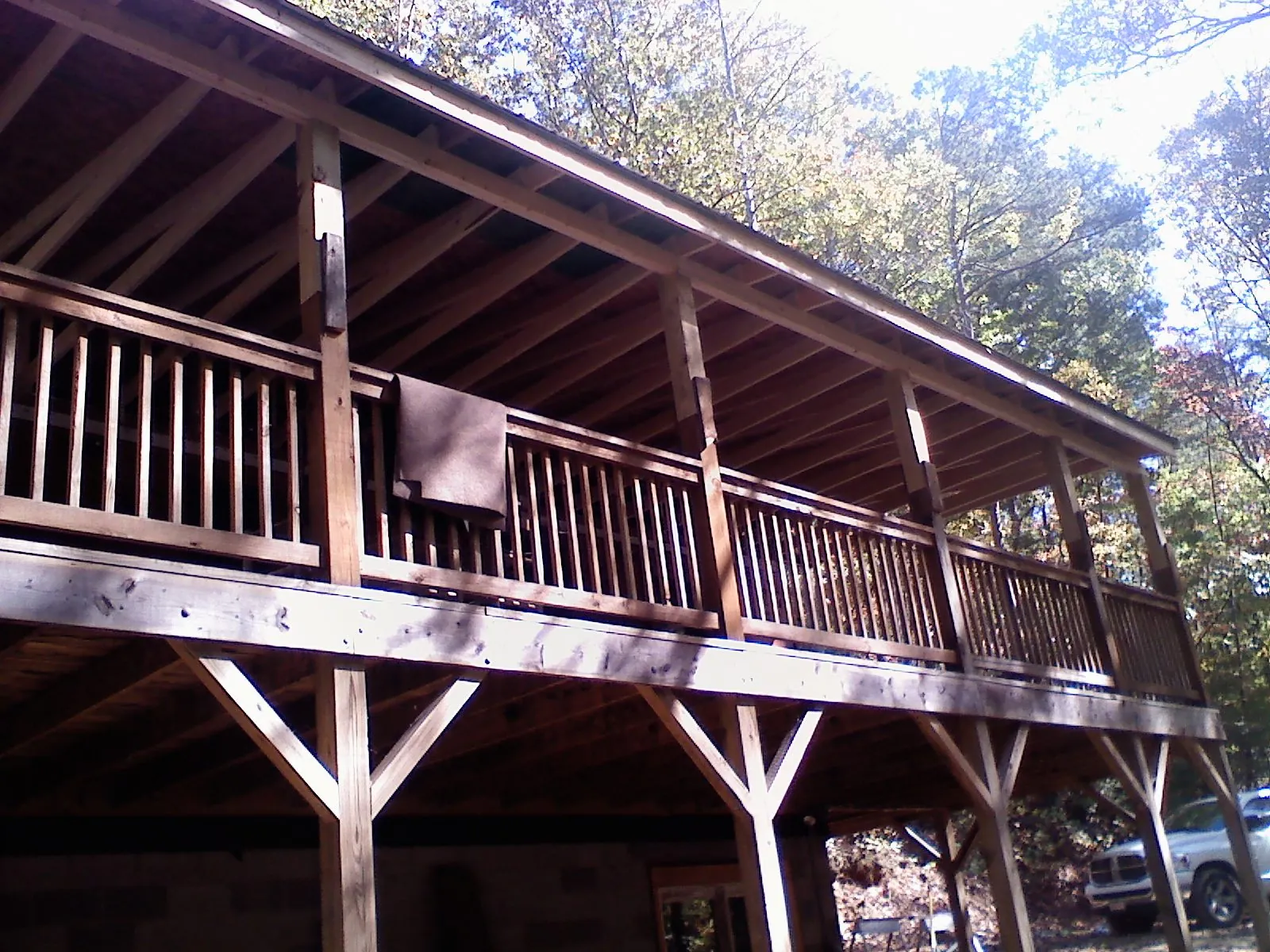 Timber framing under a new elevated porch and deck — Roof Leak Repair in Shreveport by Roofing Brothers